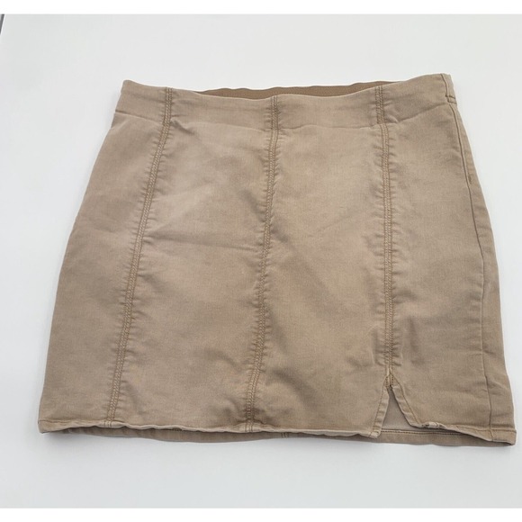 Free People Stretchy Tan‎ Mini Skirt Size Large - Picture 1 of 5